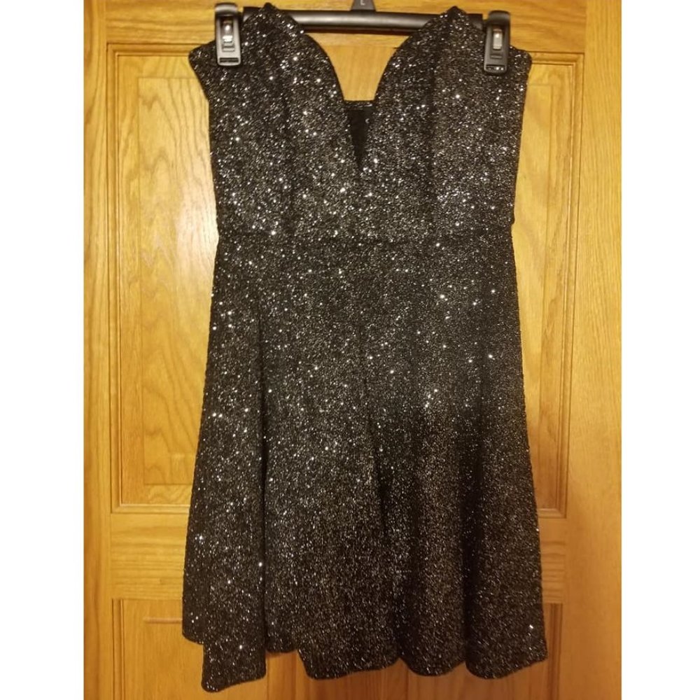 Windsor Sparkly Silver Strapless Dress